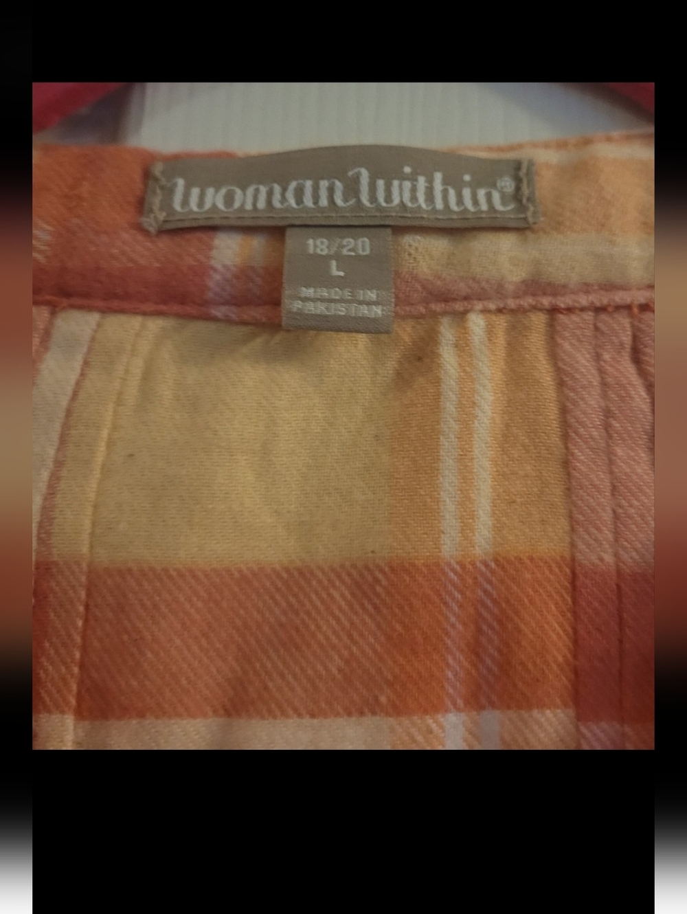Plus: Woman Within Orange and Yellow Plaid Button-Front Tunic - Picture 2 of 7